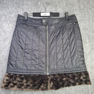 Athleta Toasty Buns Skirt Insulated‎ Quilted Fur Trim Black Size 12 Ski Outdoors
